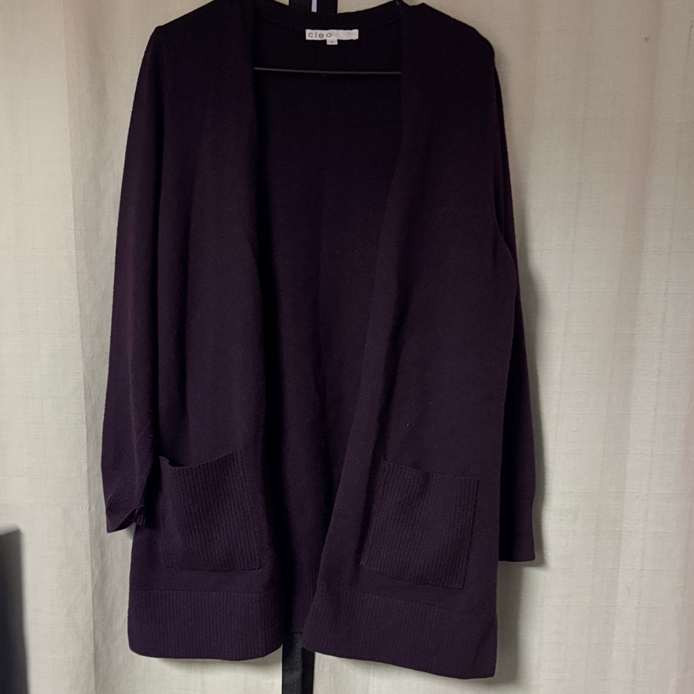 Cleo Dark Purple Open Front Cardigan